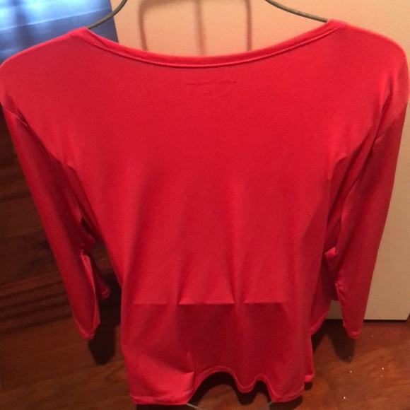 Coldwater Creek Orange Low V-Neck 3/4 Sleeve Top Size Large - Picture 5 of 5